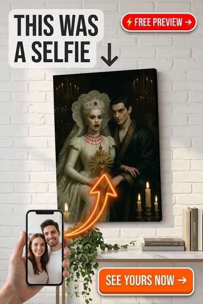Custom Gothic Couple Portrait — Regal Crown Canvas