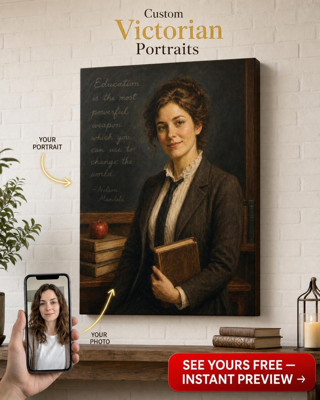 Custom Occasion Portrait for Woman — Regal Canvas from Photo