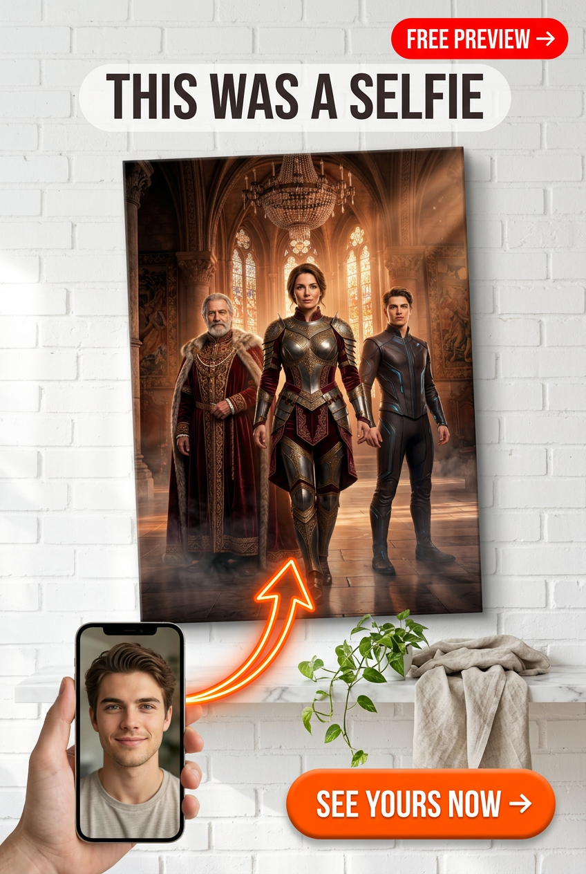 Custom Royal Couple Portrait — Regal Throne Canvas from Photo