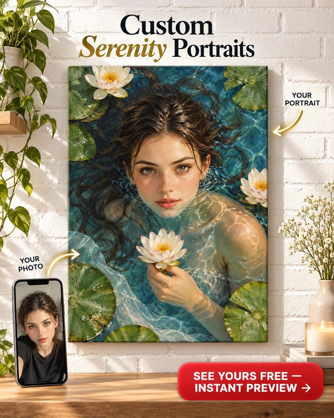 Ethereal Greek God Custom Portrait from Photo | Personalized Canvas Gift