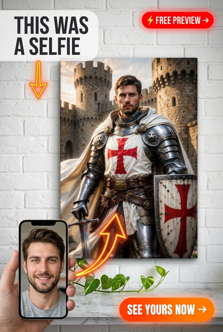 Custom Knight Portrait for Man — Heroic Armor Canvas