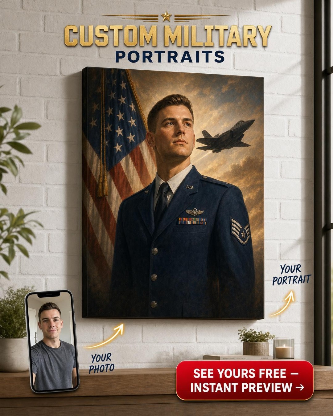 Air Force Tribute Canvas – Custom Heroic Portrait