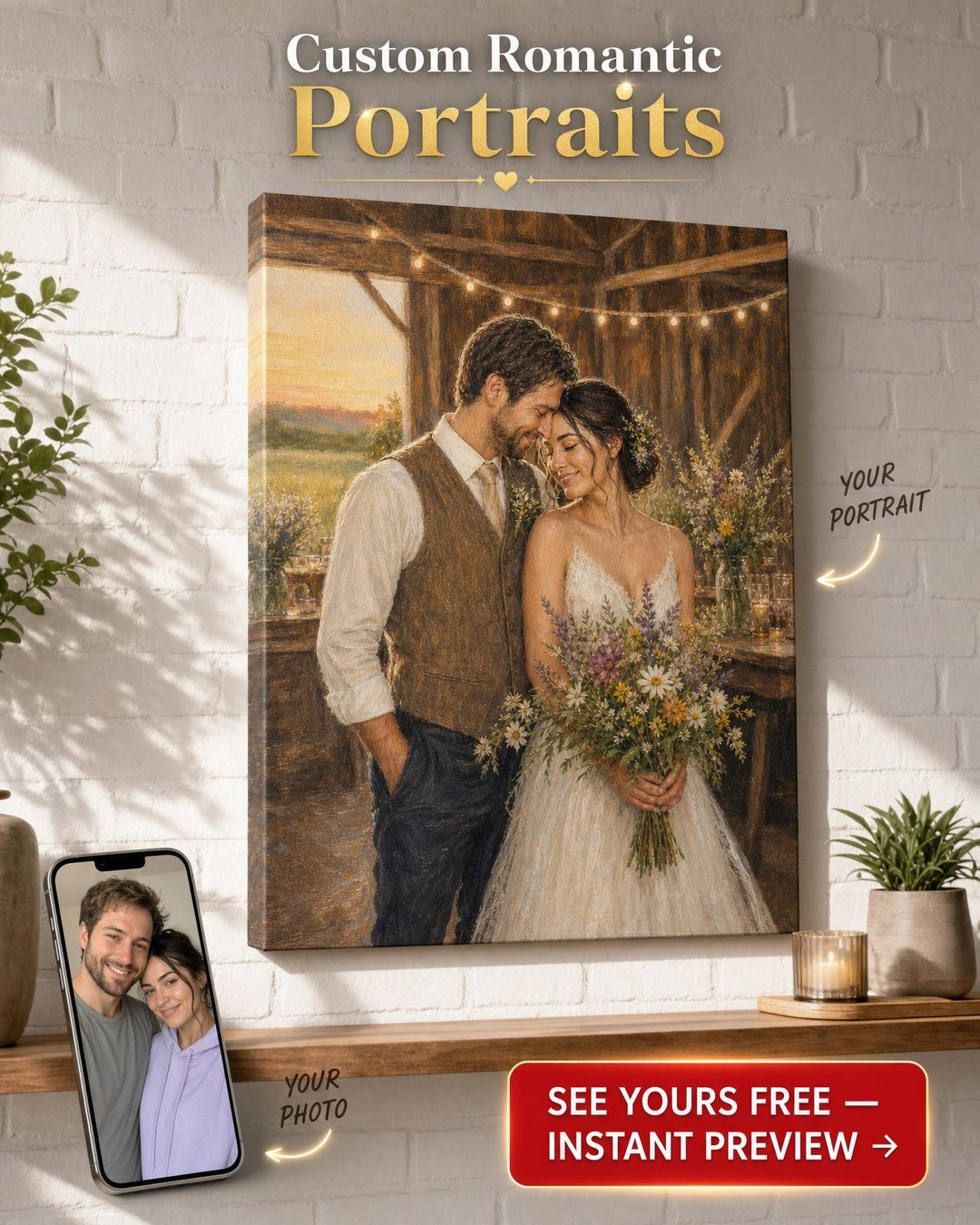 Capture Your Love with a Rustic Wedding Canvas