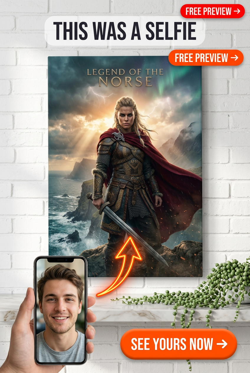 Custom Viking Man Portrait — Heroic Warrior from Photo Canvas