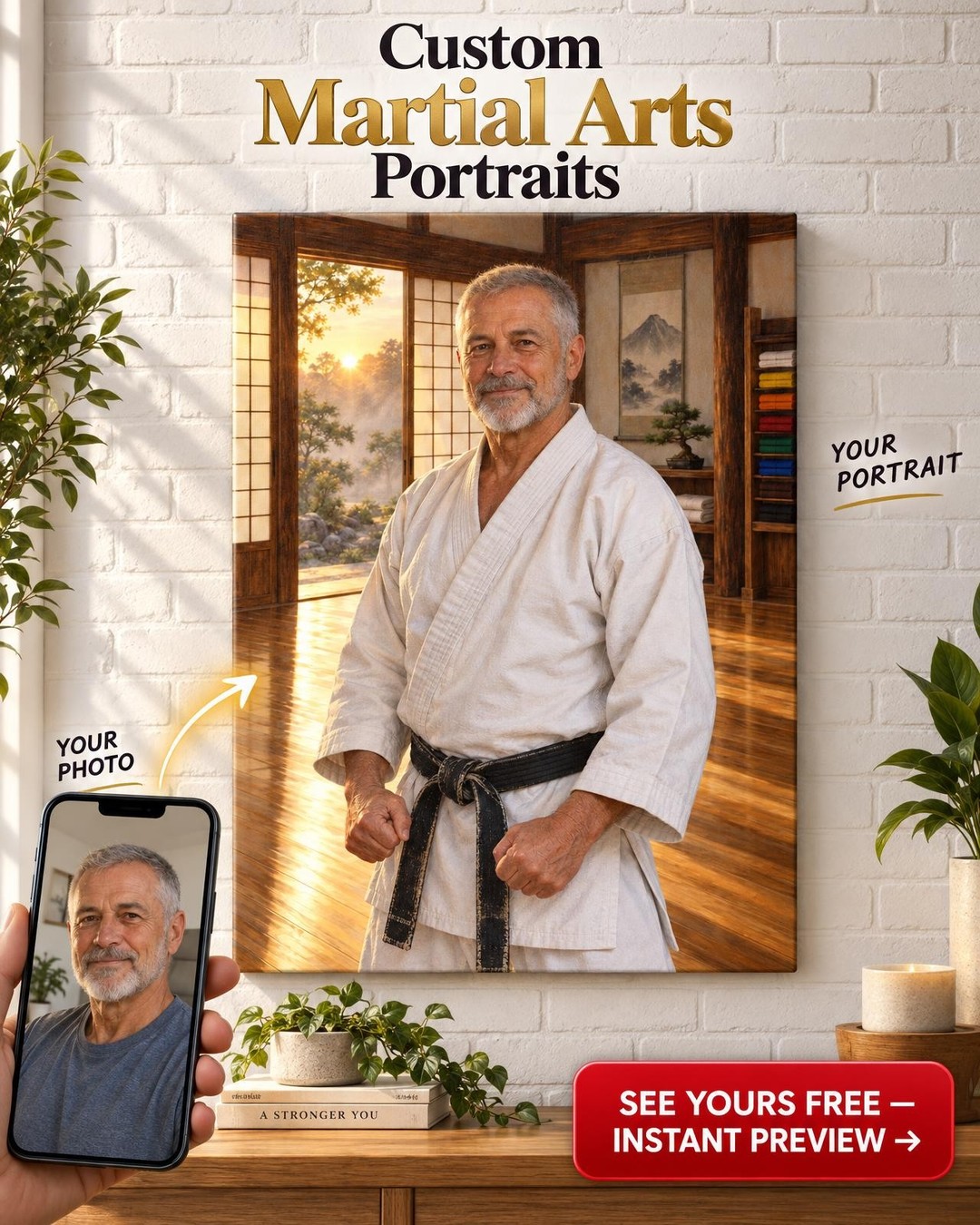 Dawn Dojo Master Custom Portrait from Photo | Personalized Martial Arts Gift