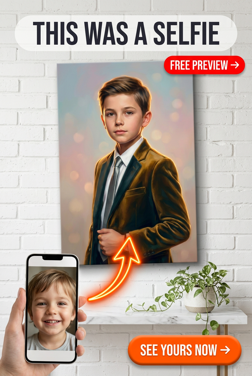 Custom Royal Boy Portrait — Regal Suit Canvas Gift