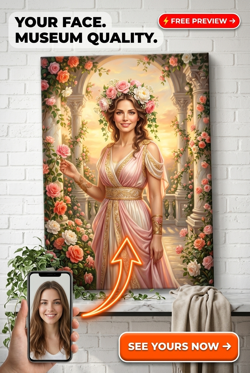 Custom Greek God Woman Portrait — Regal Goddess Canvas from Photo