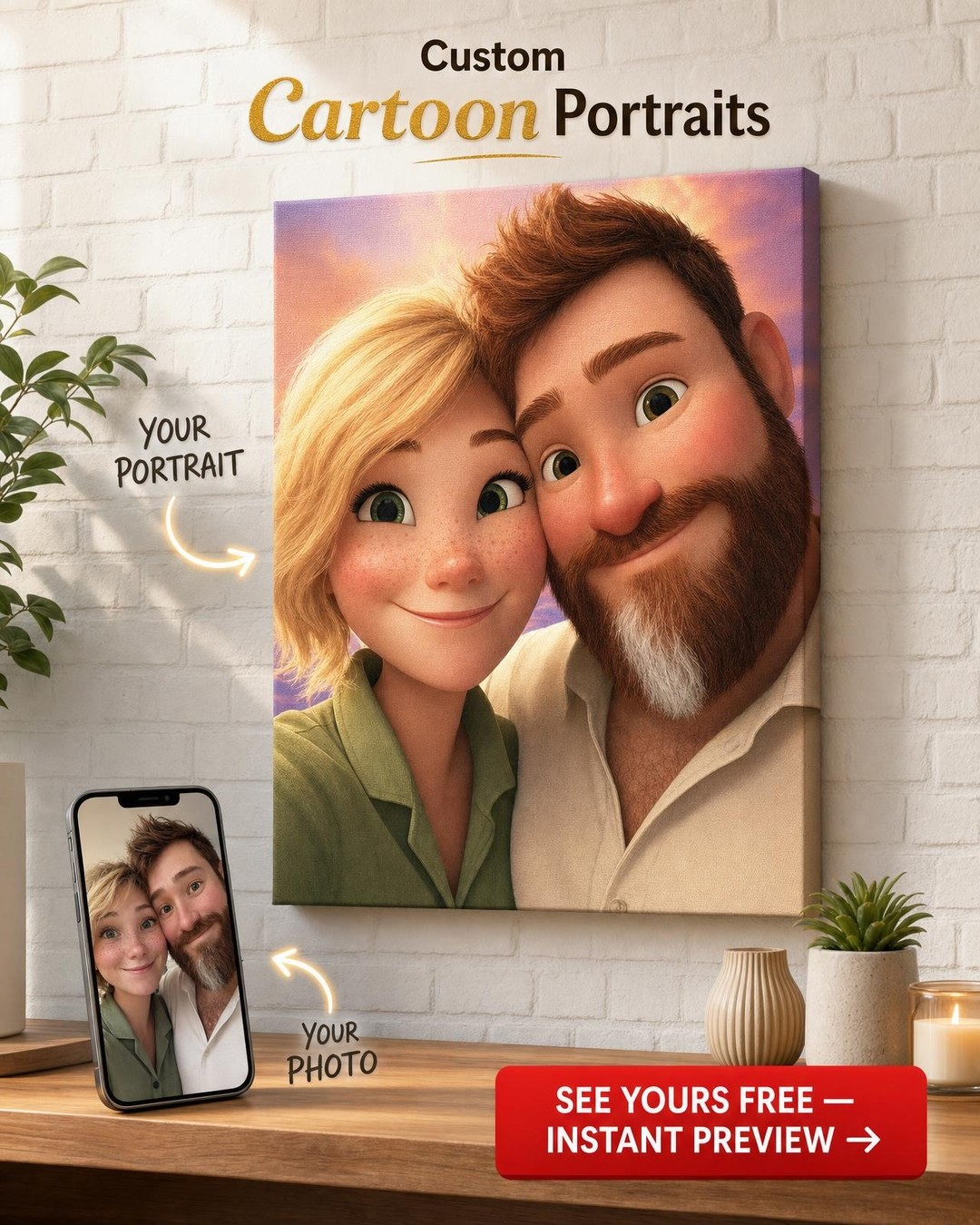 Premium Custom Portrait from Photo | Personalized Canvas Gift