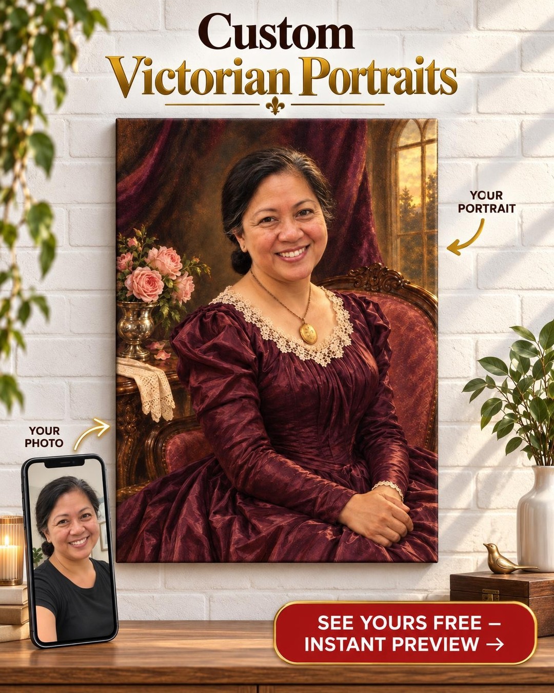 Victorian Heirloom Custom Portrait from Photo | Personalized Family Heirloom Gift