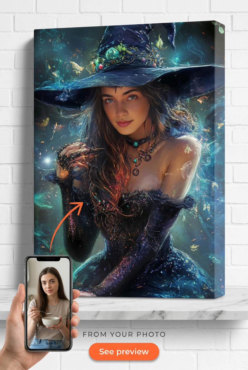 Fantasy Witch Portrait | Custom Magical Sorceress Artwork from Your Photos