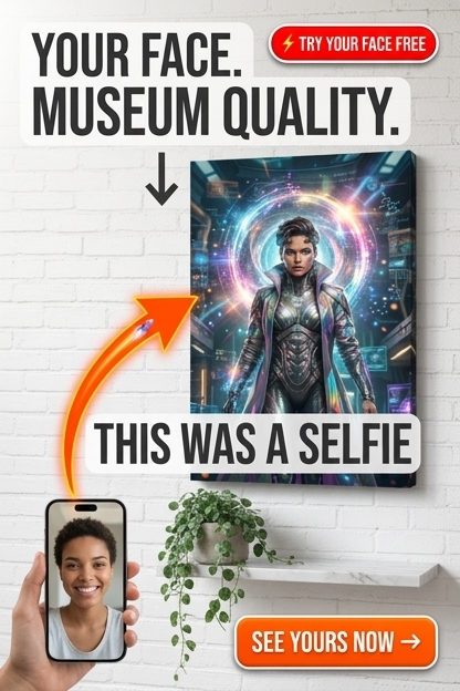 Custom Sci-Fi Man Portrait — Heroic Futuristic Canvas from Photo