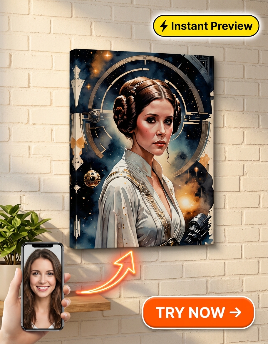 Custom Sci-Fi Woman Portrait — Heroic Space Warrior Canvas