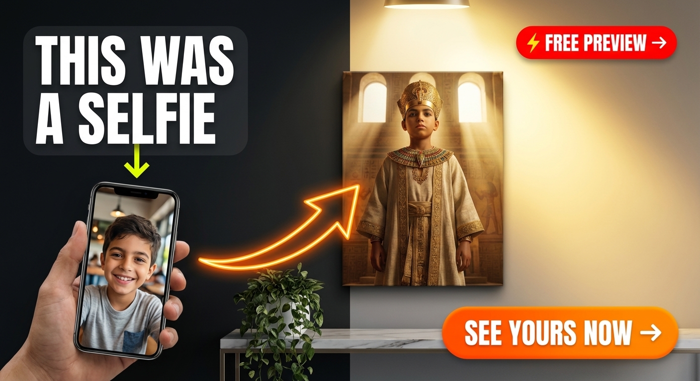 Custom Egyptian Boy Portrait — Regal Pharaoh from Photo Canvas