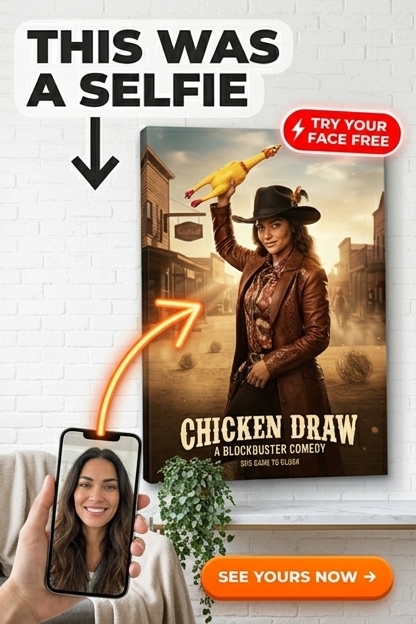 Custom Cowboy Woman Portrait — Whimsical Western Canvas from Photo