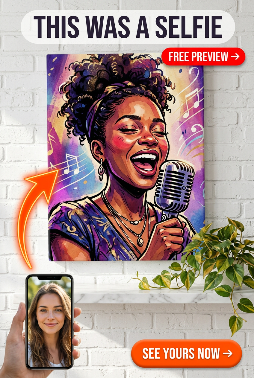 Custom Musician Woman Portrait — Festive Canvas from Photo