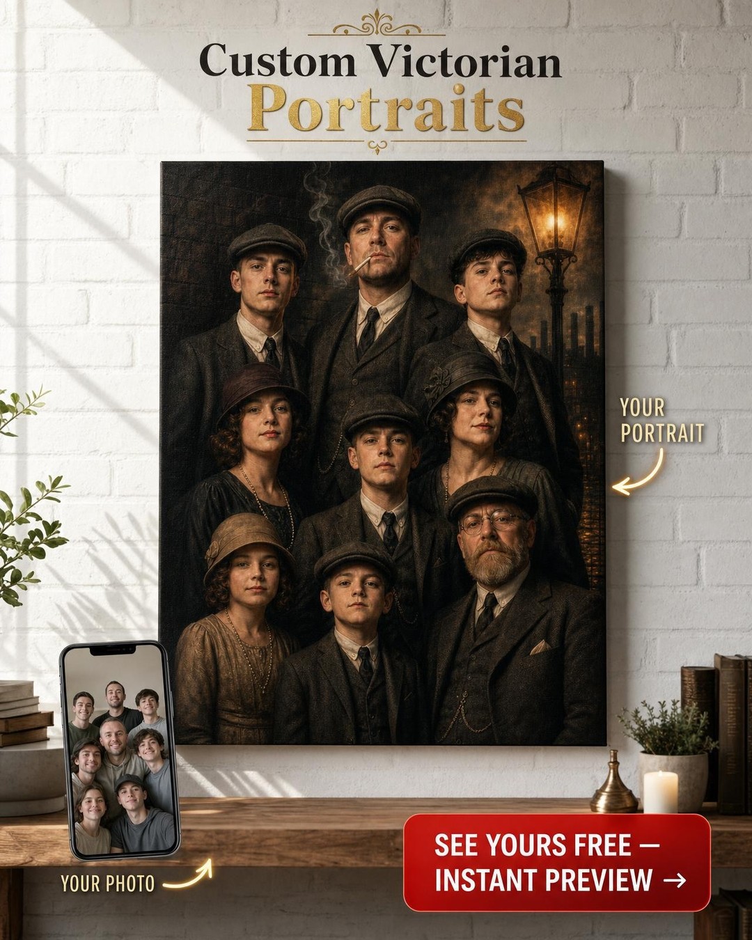 Personalized 1920s Family Gangster Portrait