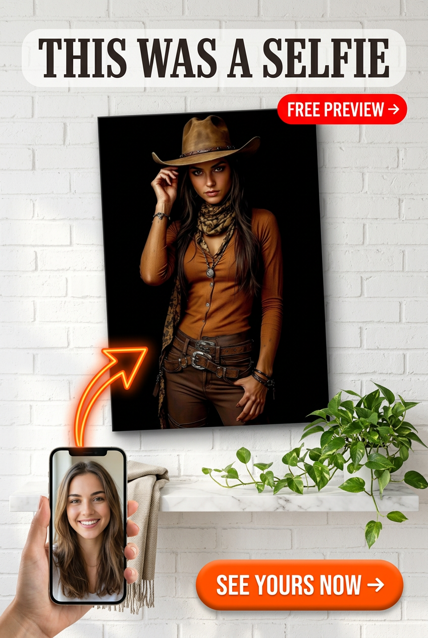 Custom Cowboy Woman Portrait — Western Canvas from Photo