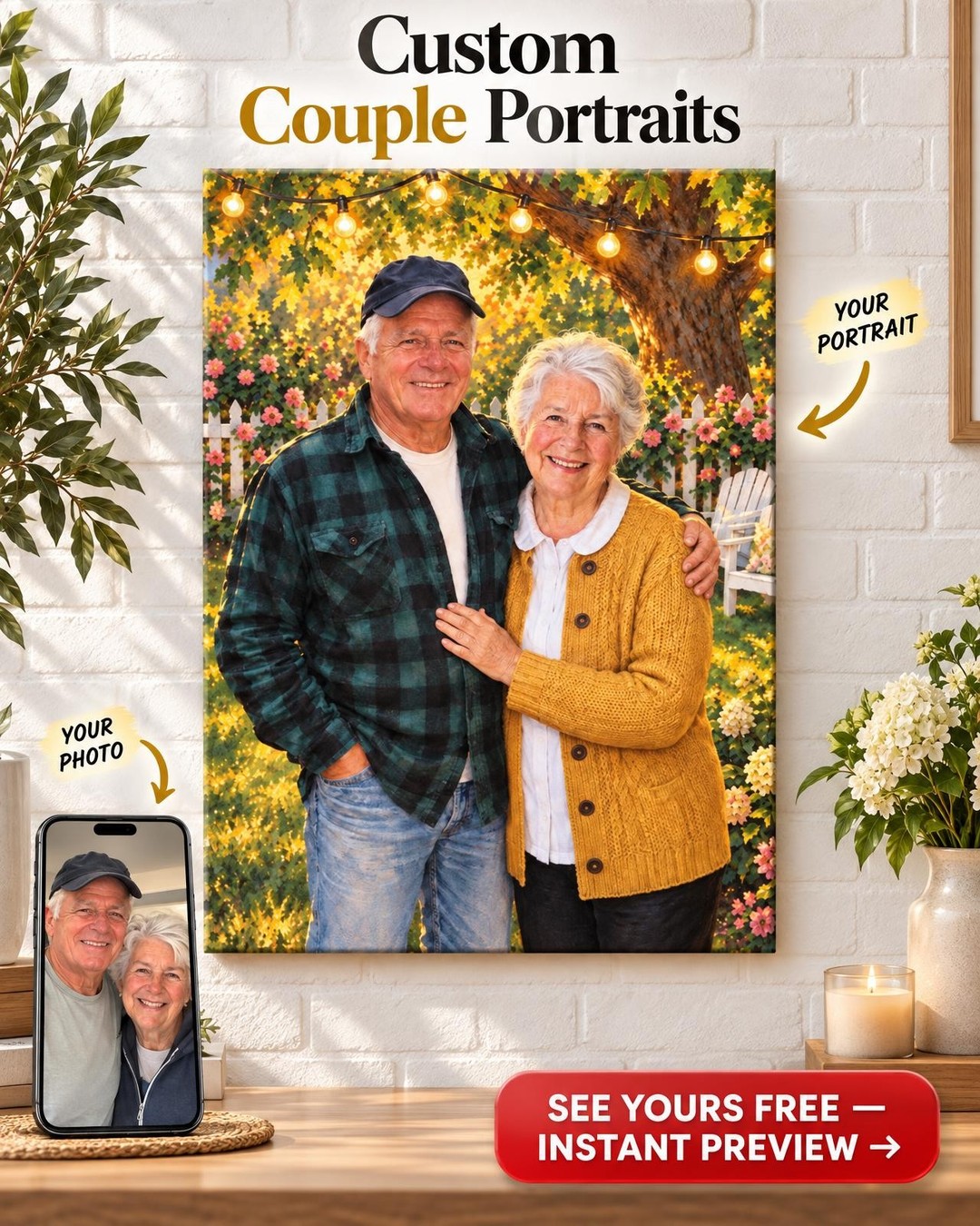Together in Their Own Clothes Custom Portrait from Photo | Personalized Loving Memory Gift