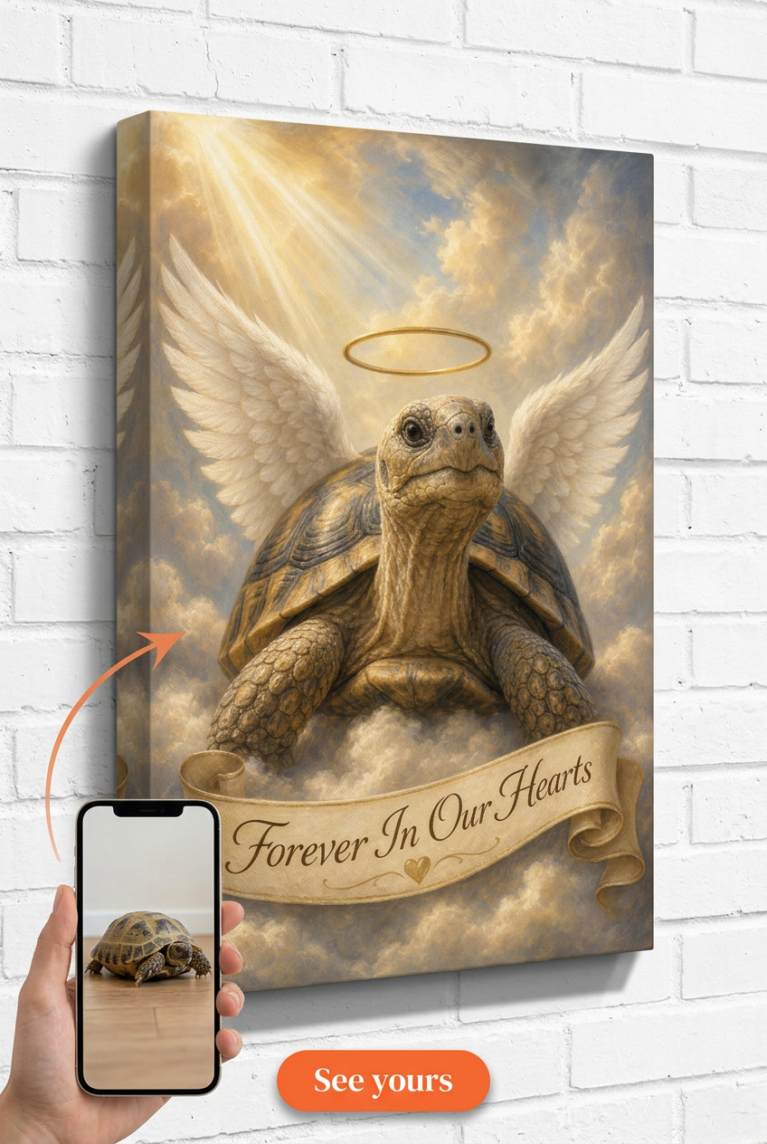 Custom Memorial Pet Portrait — Angel Cat Canvas from Photo