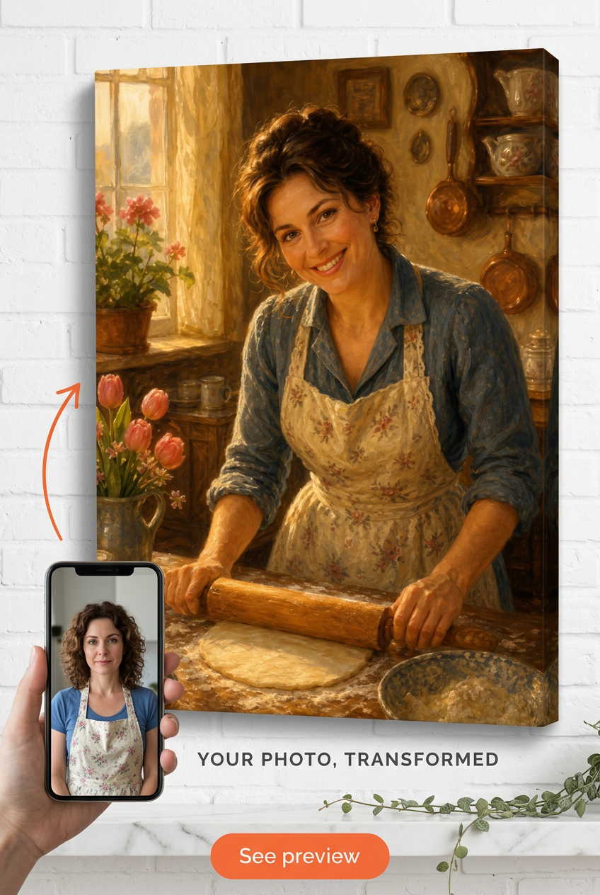 Mom in the Kitchen Custom Portrait from Photo | Personalized General Gift