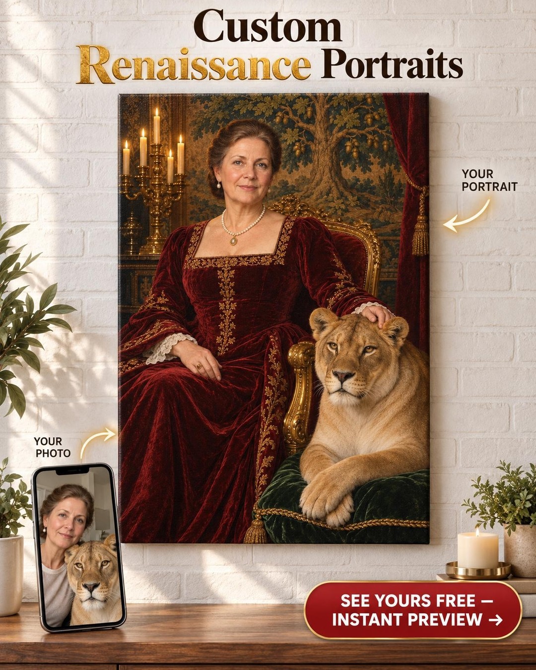 Matriarch Lioness Custom Portrait from Photo | Personalized For Her Gift