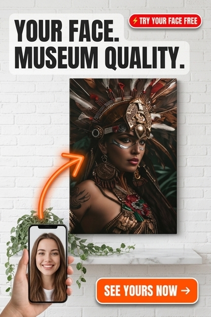 Aztec-Inspired Custom Portrait from Photo | Personalized Gift for Her