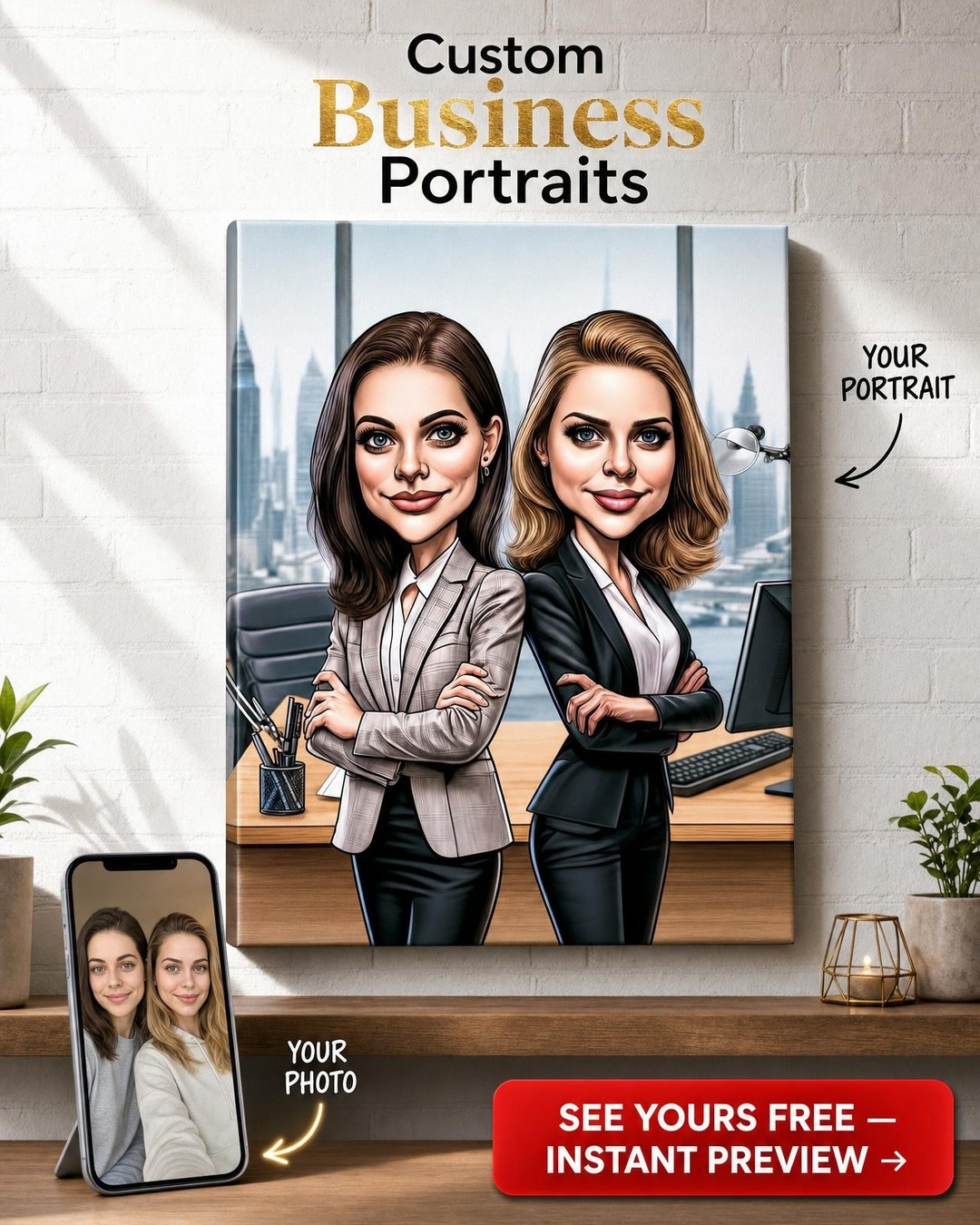 Caricature Profession Office Work Custom Portrait from Photo | Personalized Gift