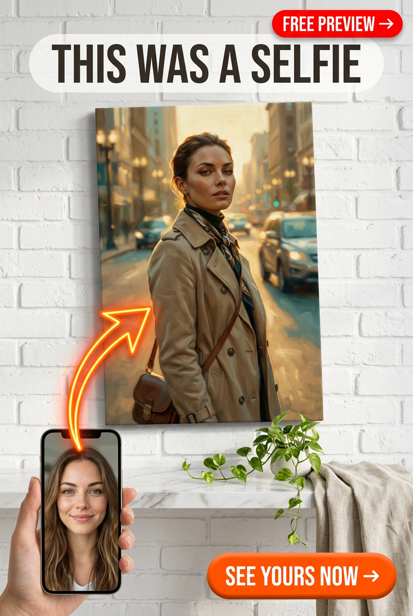Custom Impressionist Woman Portrait — Urban Serenity Canvas from Photo