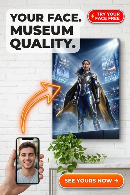 Custom Superhero Man Portrait — Heroic Canvas for Woman