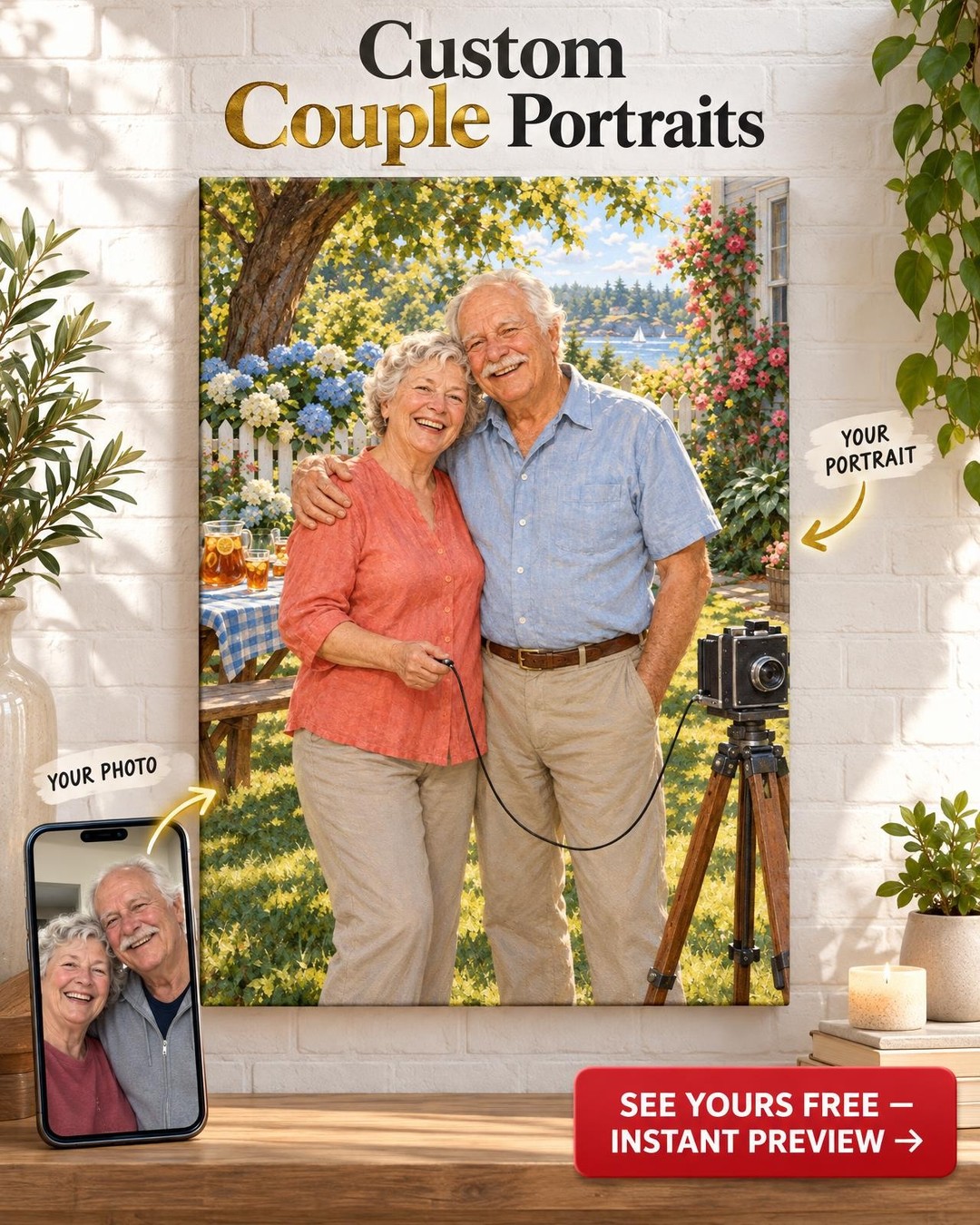 The Self-Timer Shot Custom Portrait from Photo | Personalized Film Camera Portrait Gift