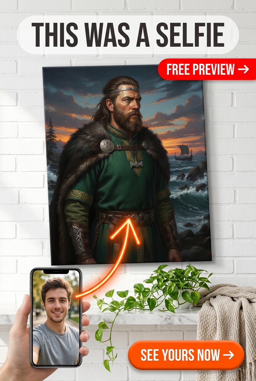 Custom Viking Man Portrait — Heroic Warrior Canvas
