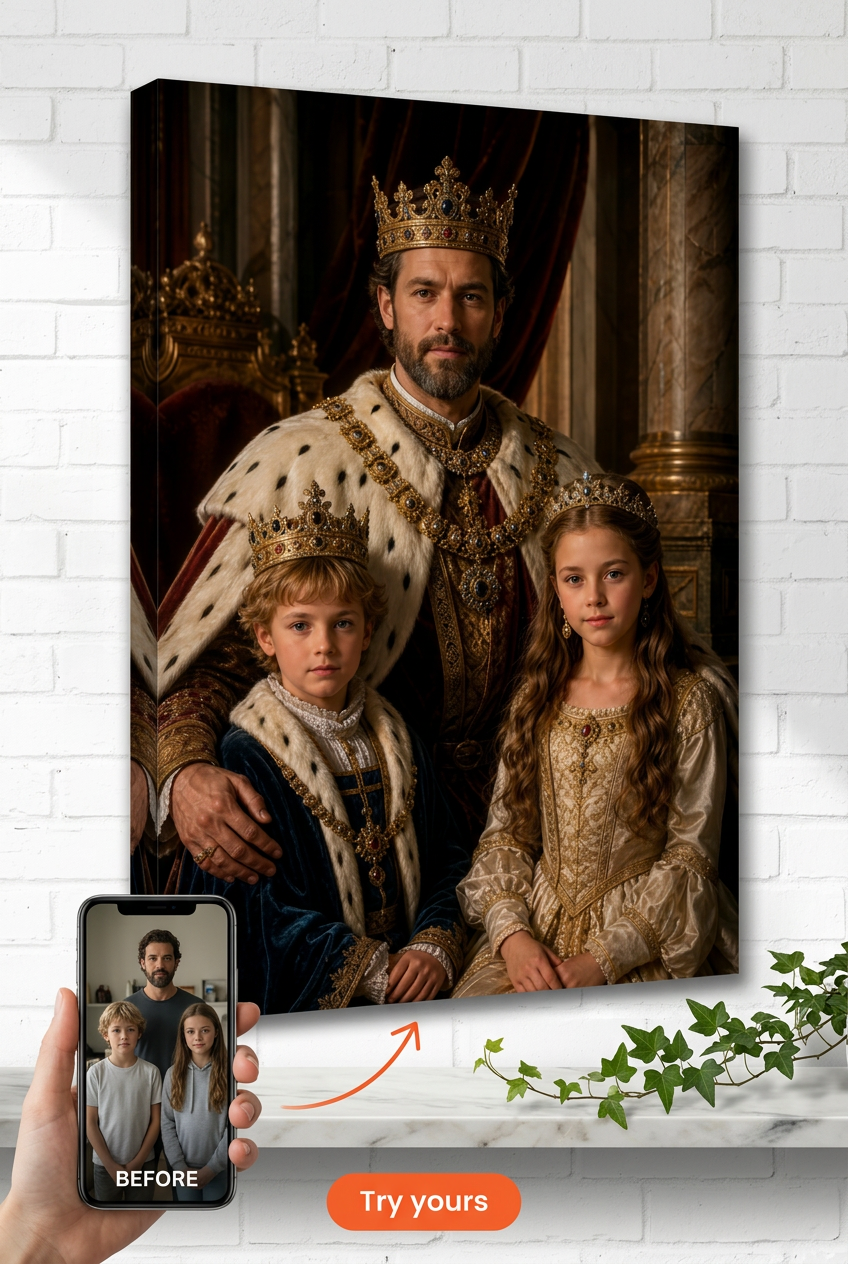 Custom Royal Family Portrait — Regal Canvas from Photo