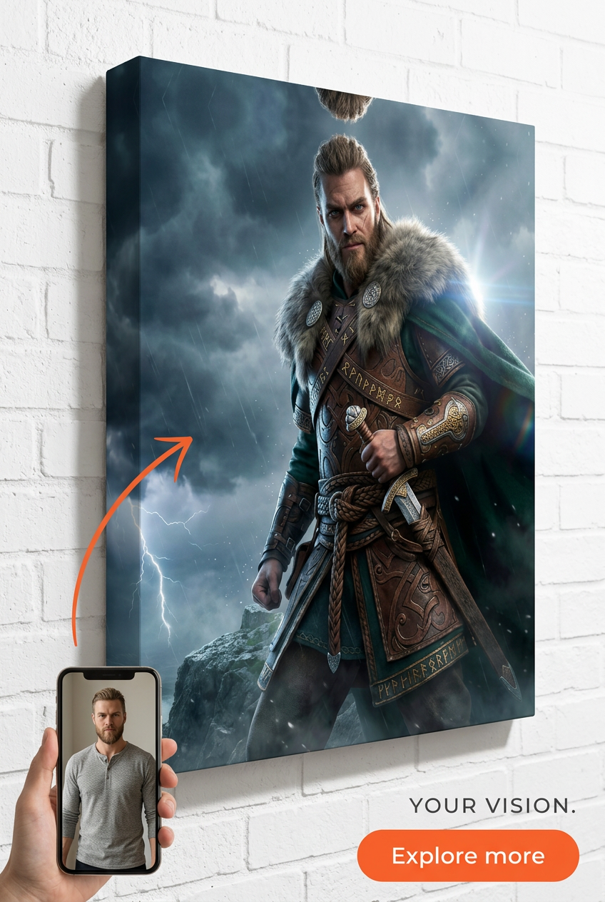 Epicki Portret Wojownika Wikinga - Legendarny Styl