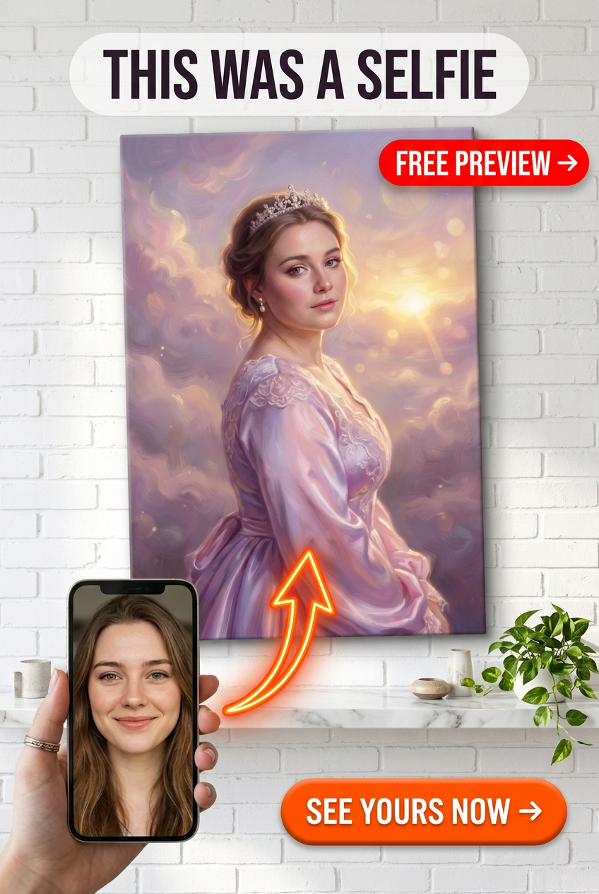 Custom Royal Woman Portrait — Regal Crown Canvas from Photo