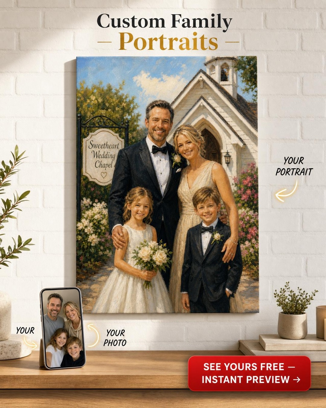 Celebrate Family Moments with a Custom Chapel Wedding Portrait