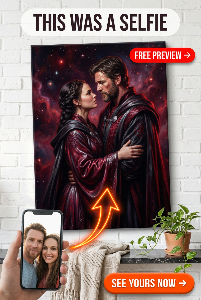 Custom Sci-Fi Couple Portrait — Galactic Romance Canvas