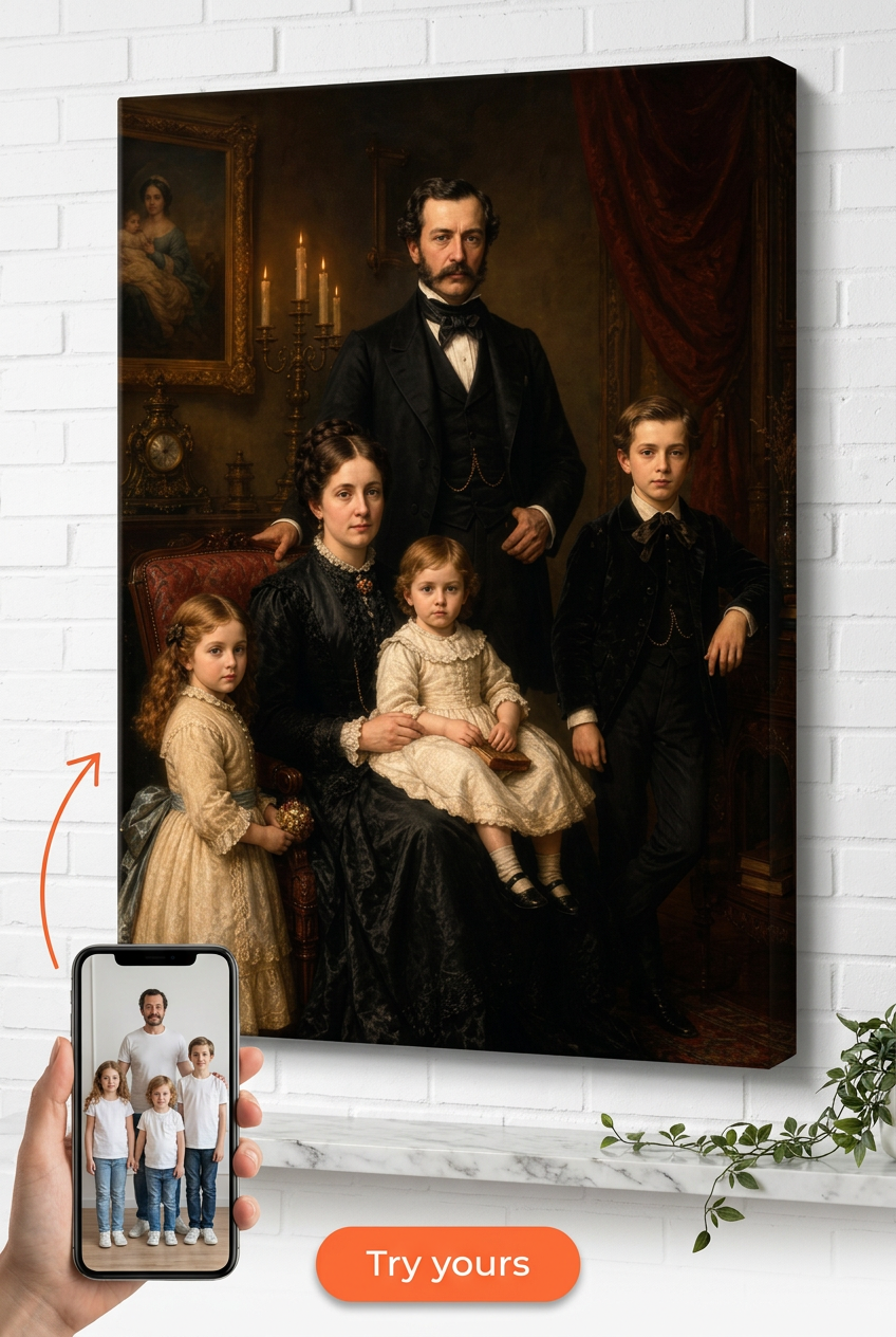 Custom Victorian Family Portrait — Regal Canvas from Photo