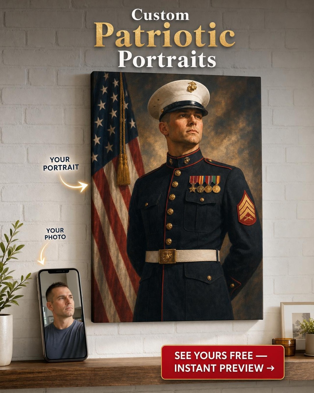 Custom Military Single-Man Portrait — Heroic AI Art from Photo