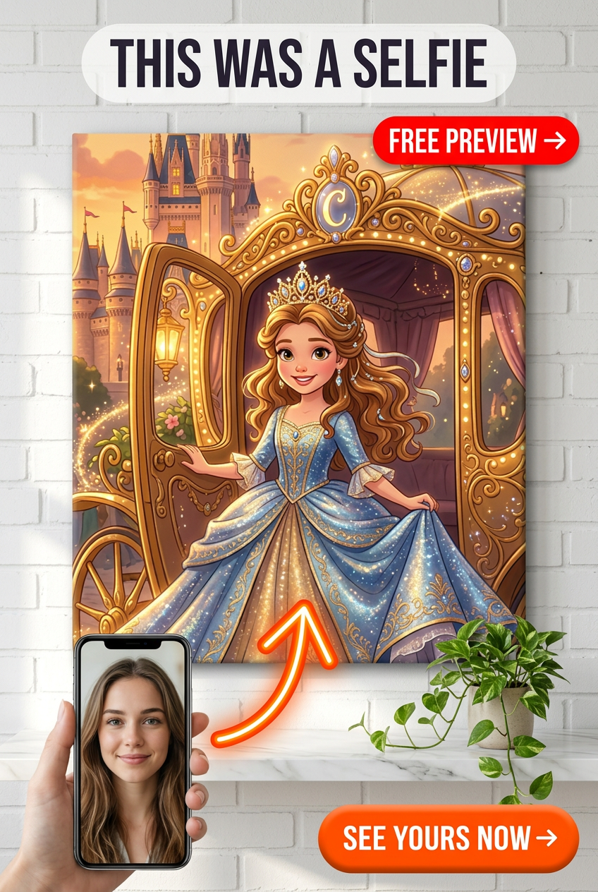 Custom Royal Woman Portrait — Whimsical Castle Canvas from Photo