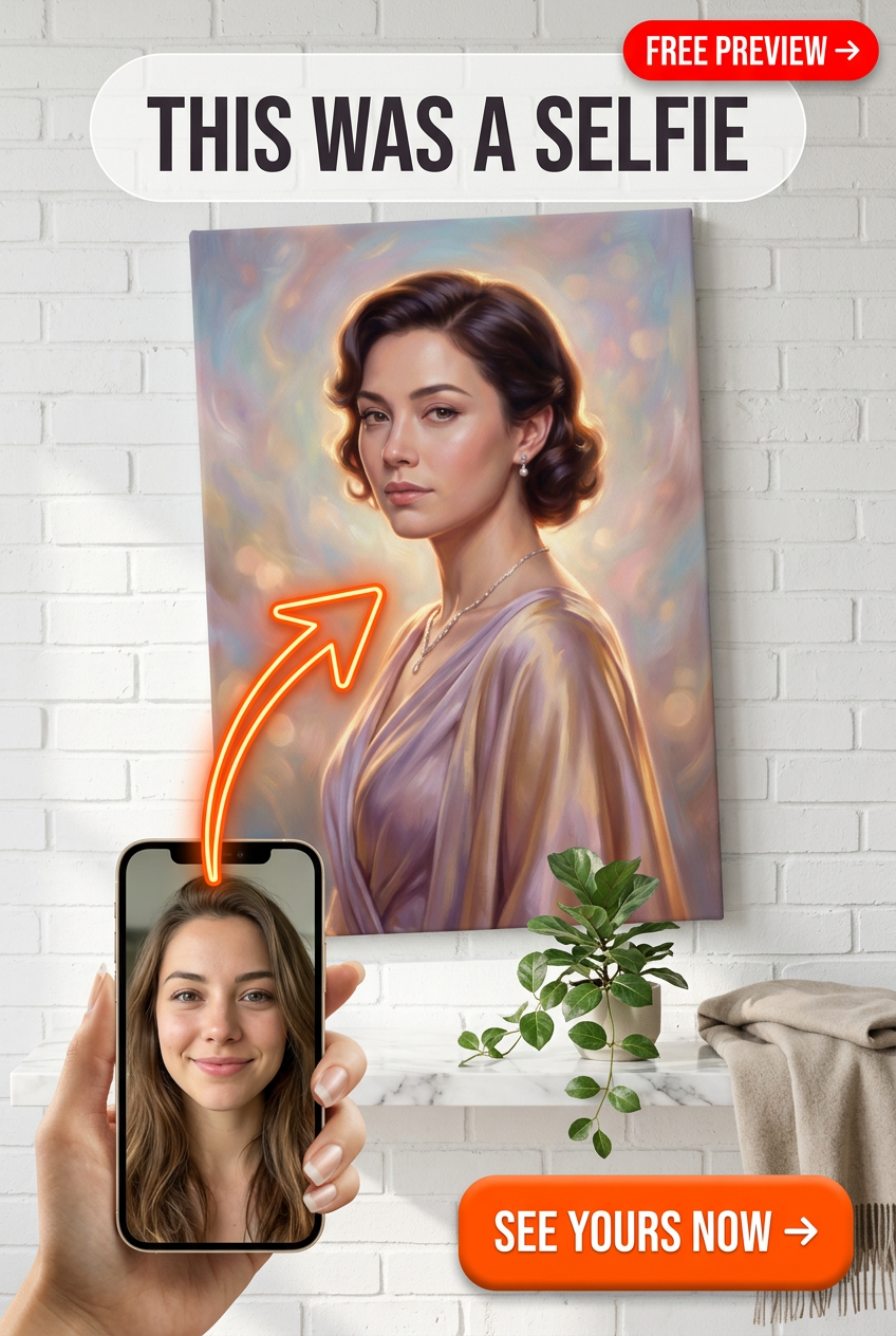 Custom Baroque Woman Portrait — Serene Canvas Art from Photo