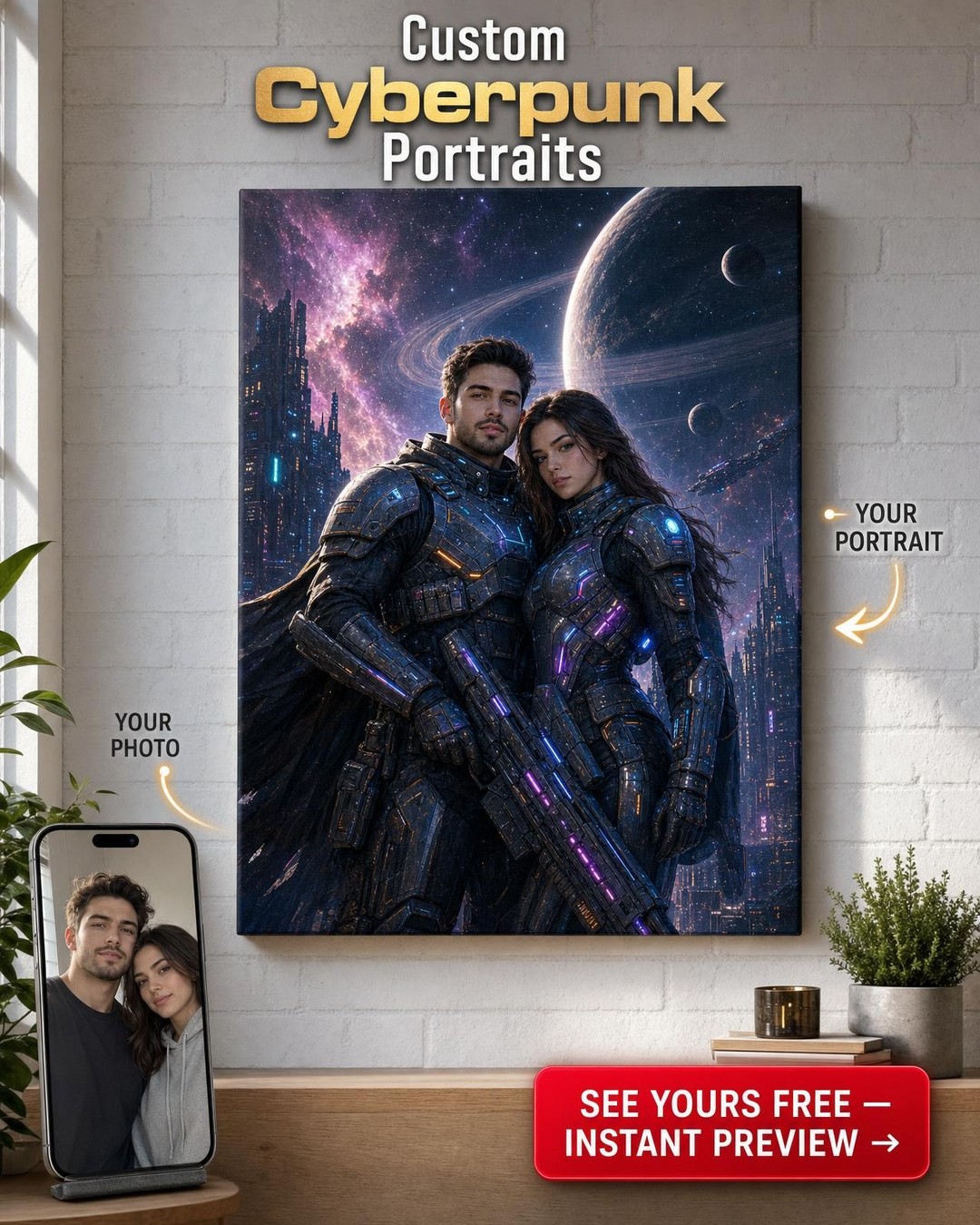 Space Ranger Custom Portrait from Photo | Personalized Canvas Gift