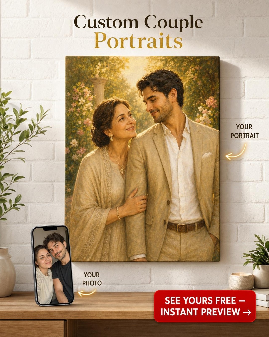 Mother & Adult Son Bond Portrait — AI-regenerated portrait personalized with nam