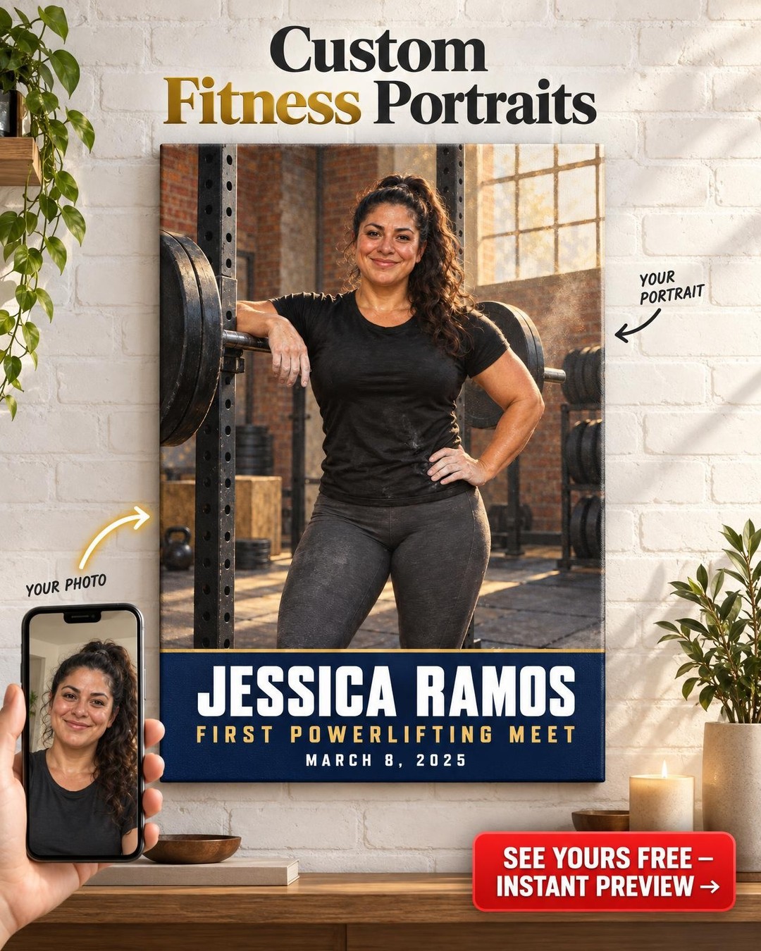 Gym Legend Poster for Her from Photo | Personalized Finisher Portrait Gift