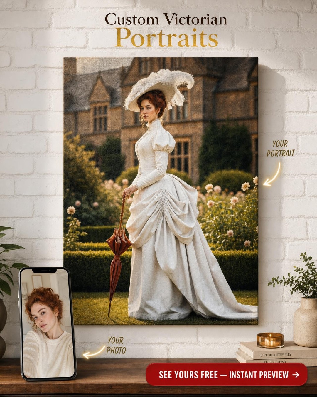 Garden Belle Custom Portrait from Photo | Personalized Gift