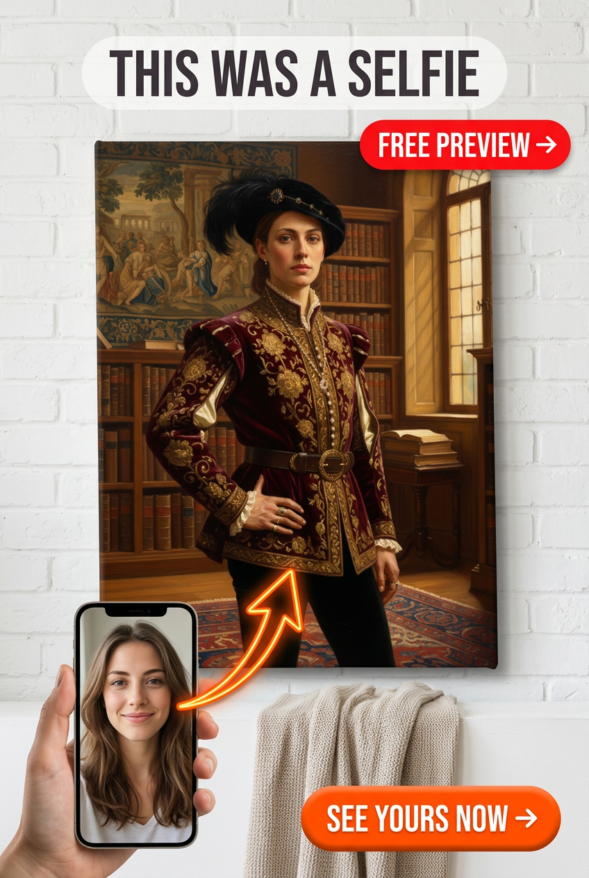 Custom Royal Woman Portrait — Regal Canvas from Photo