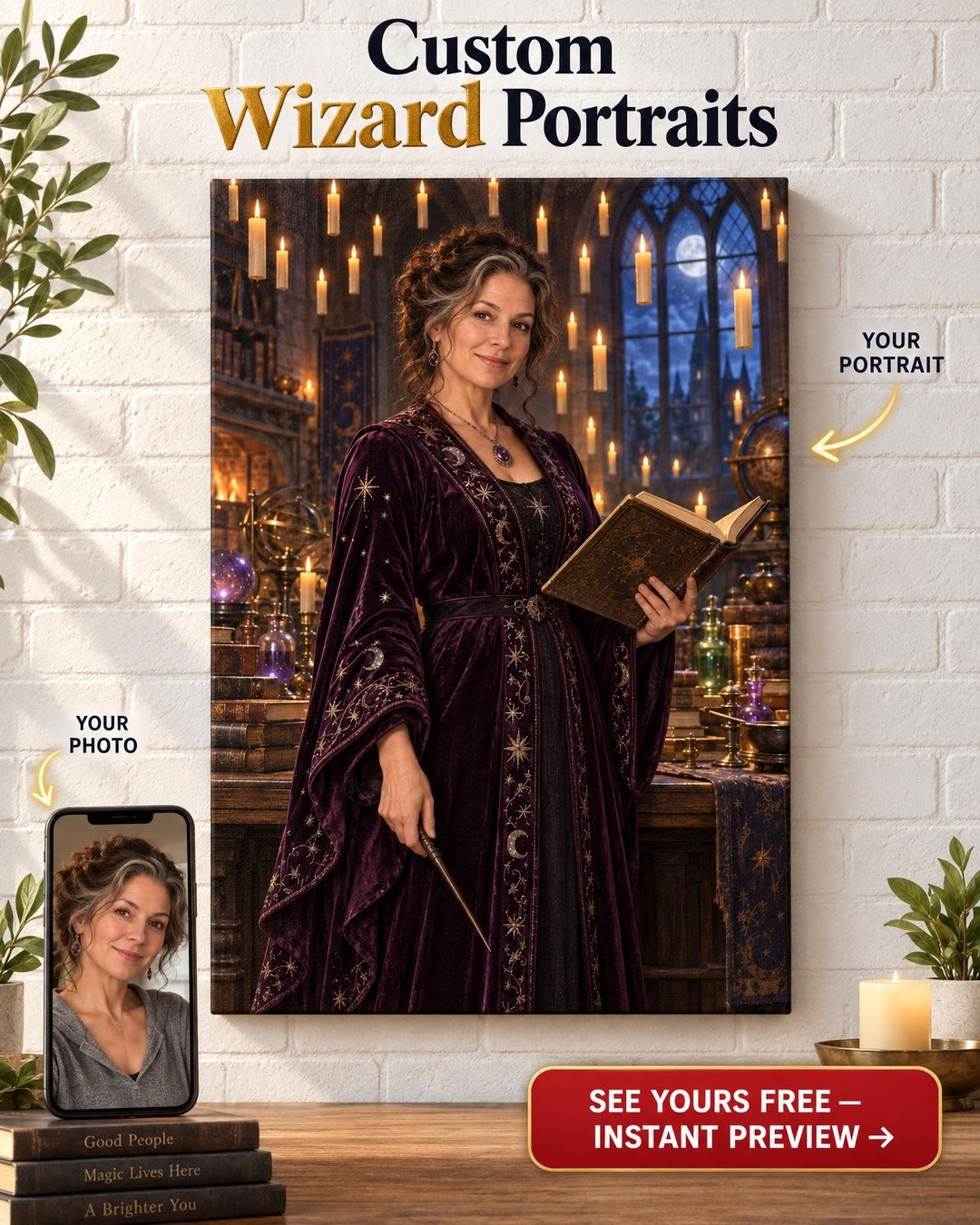 Professor of Magic Custom Portrait from Photo | Personalized Teacher Portrait Gift