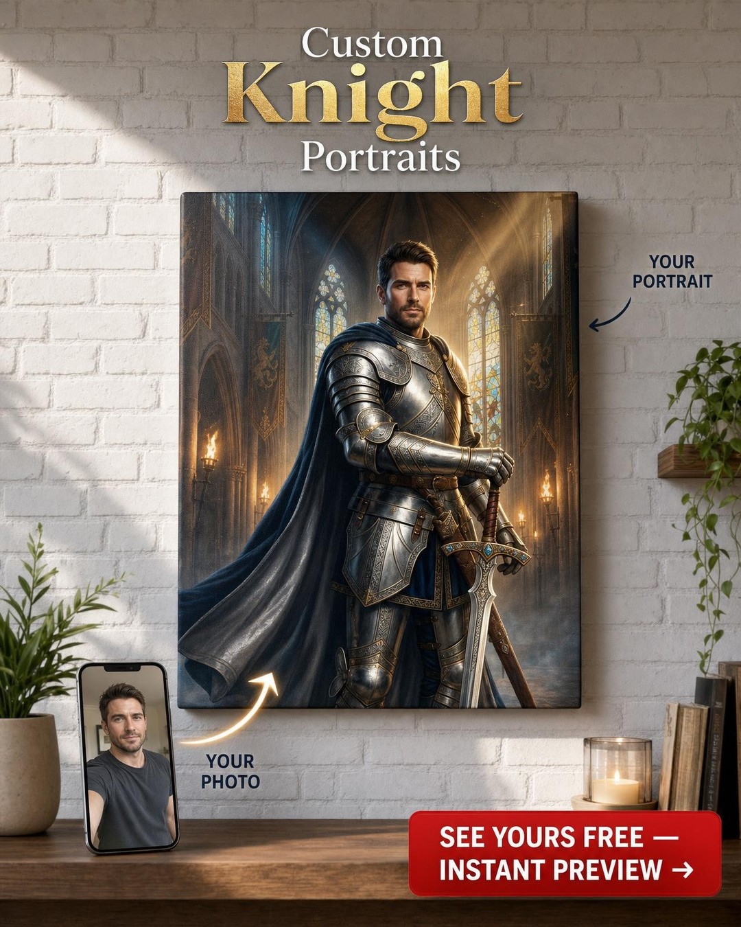Epický Vlastní Rytířský Portrét — Rytíř Věčného Království