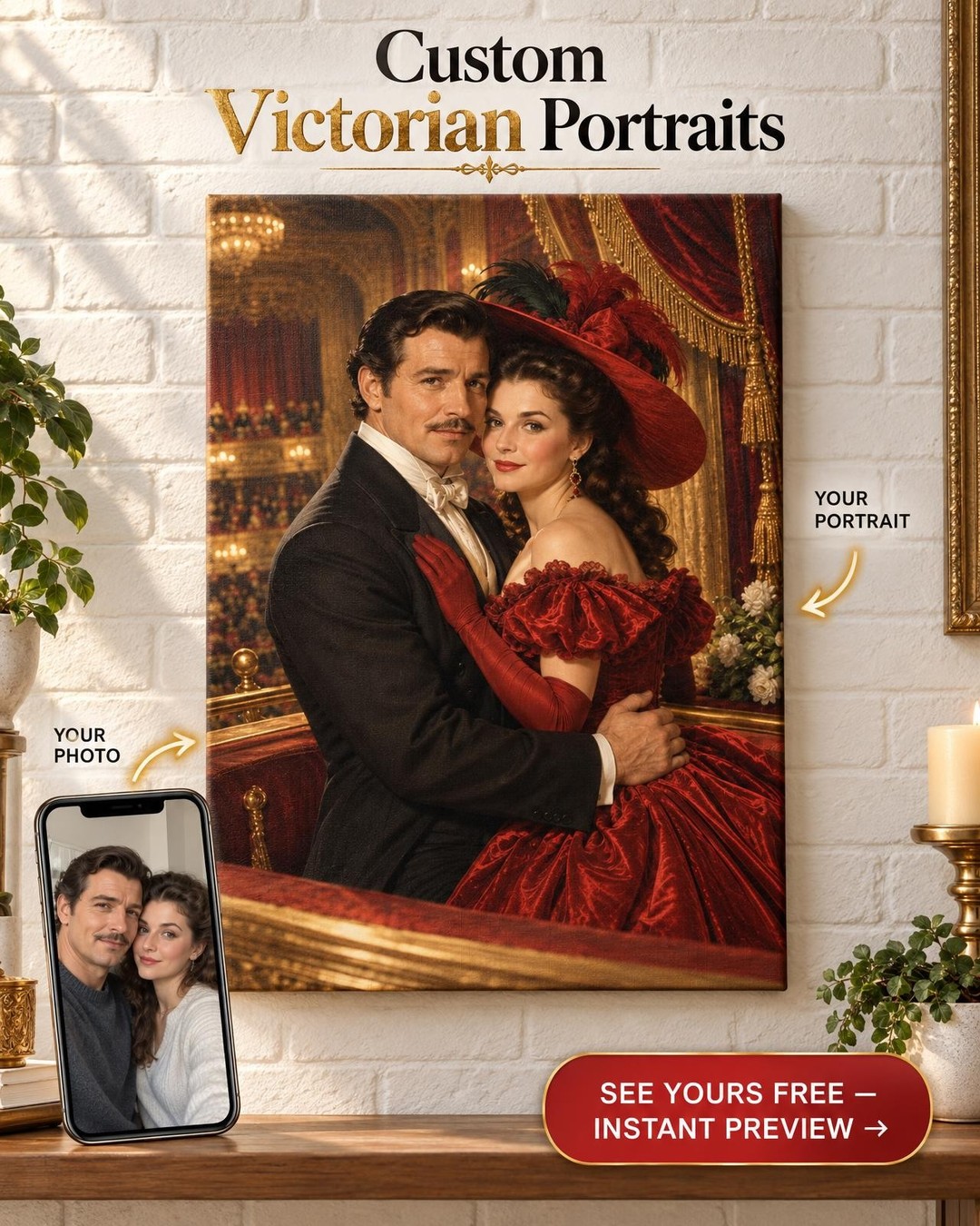 Baroque Custom Portrait from Photo | Personalized Gift for Couples