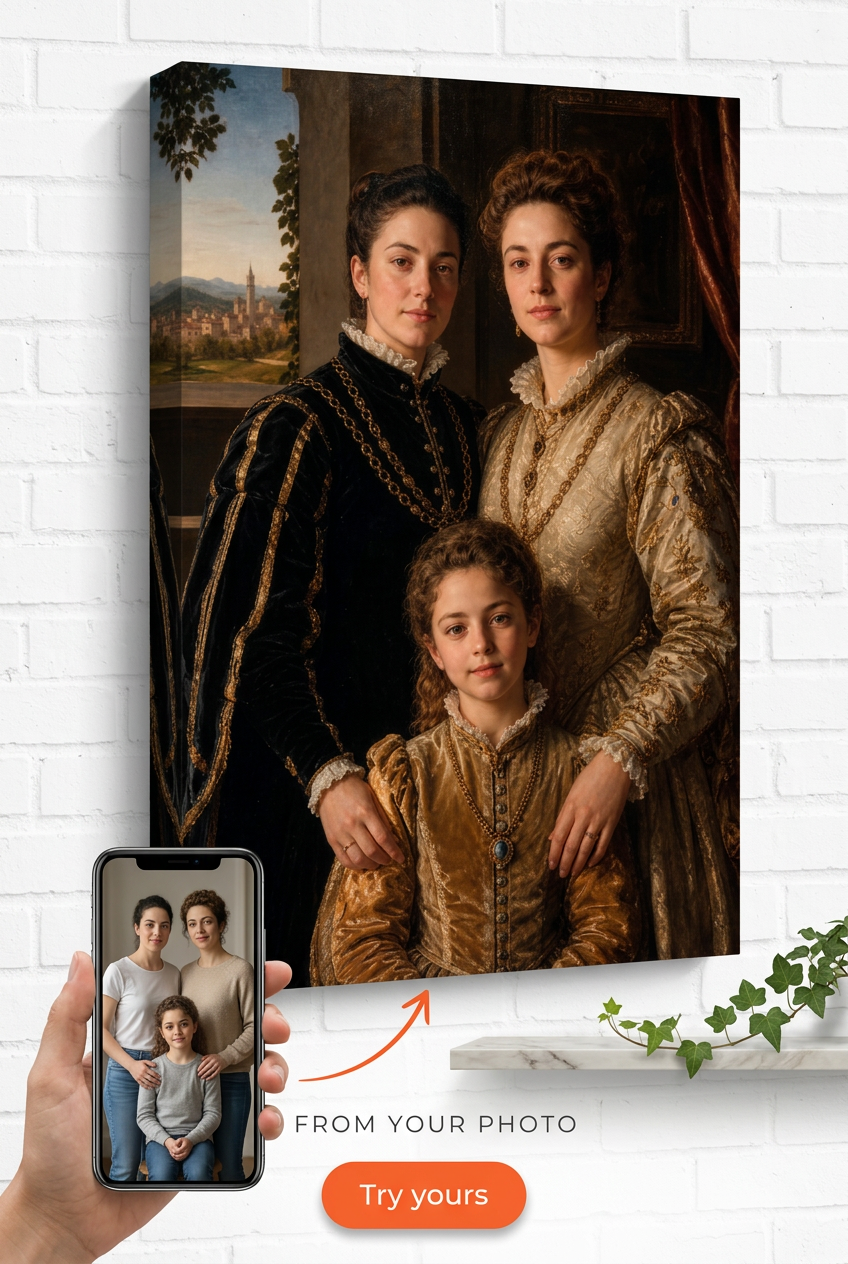 Custom Renaissance Family Portrait — Regal Canvas from Photo