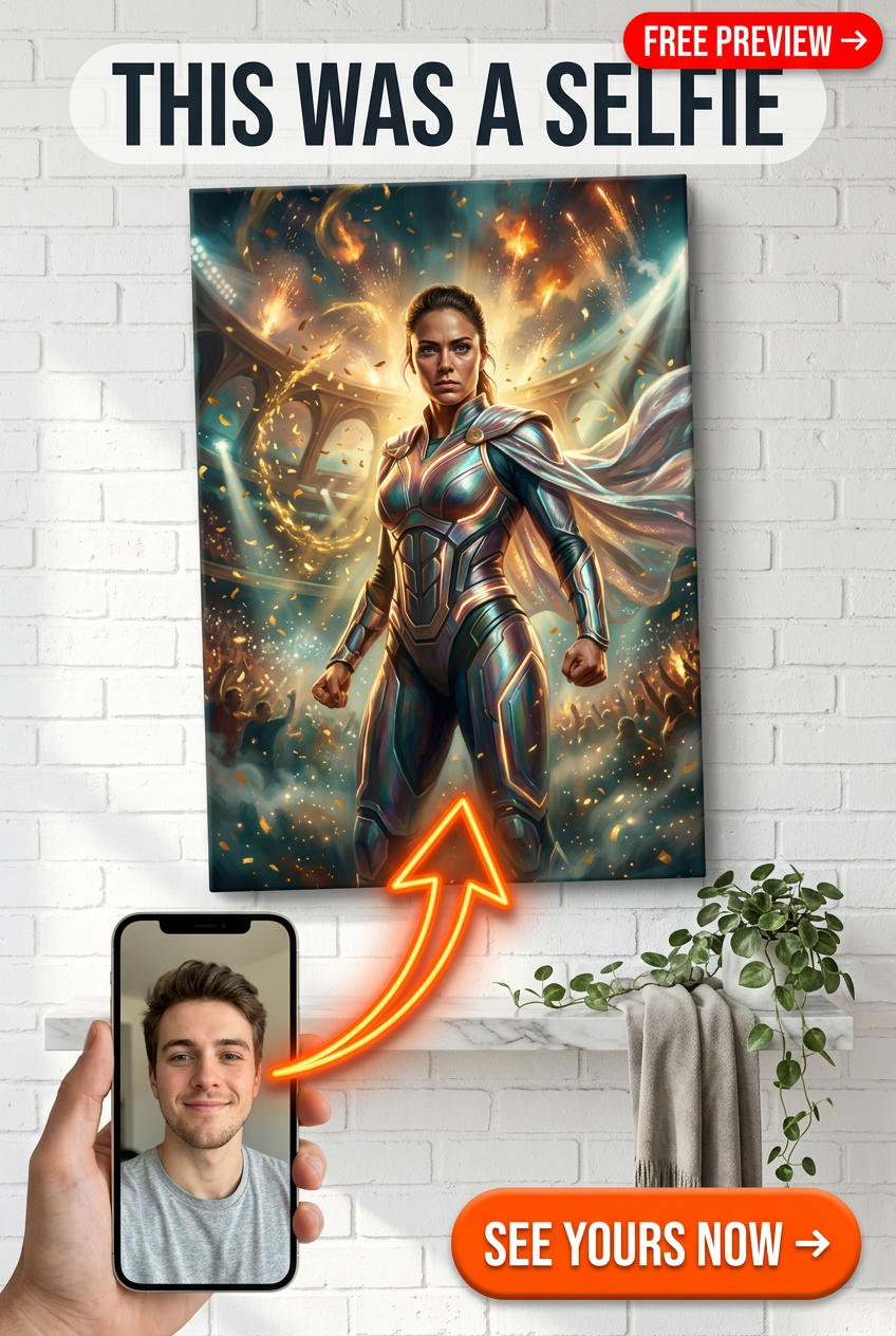 Custom Superhero Man Portrait — Heroic Canvas for Women